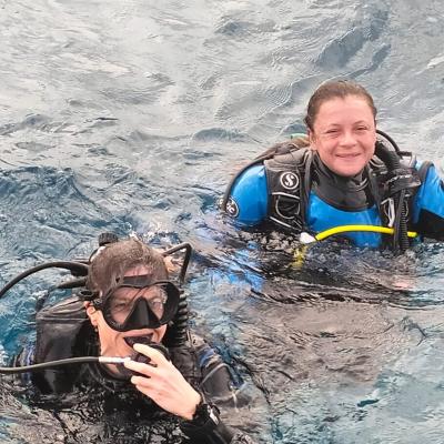 Plongeurs explorant Gamul Kebir en Mer Rouge près de Safaga avec Birds of Paradise